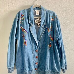 Vintage Denim Southwestern Embroidered Jacket